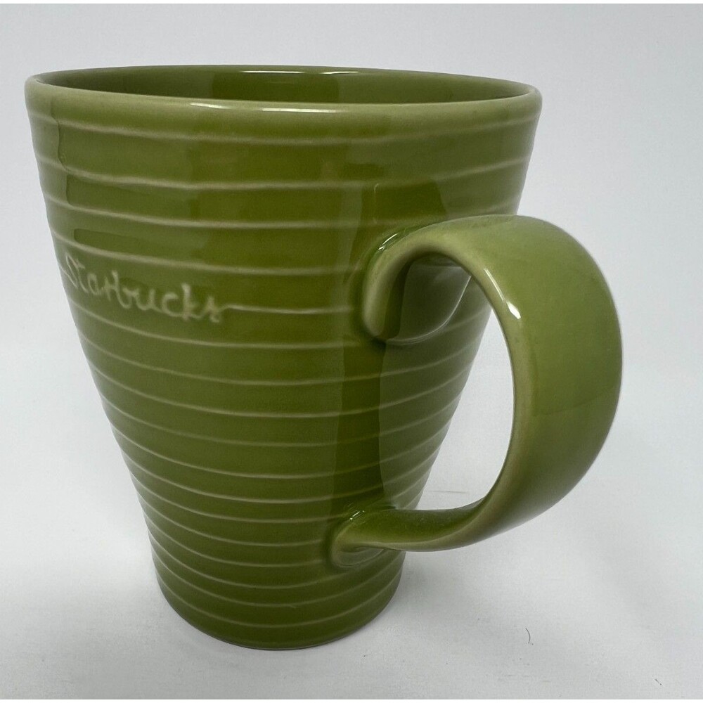 Starbucks Stockholm Design House Green Gray Ribbed Tea Coffee Mug 12 oz 2009 - Picture 3 of 7